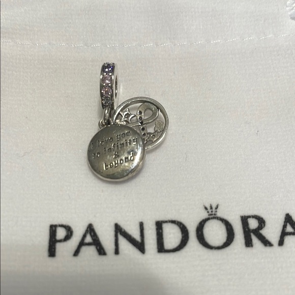 Pandora Silver and Purple CZ Infinity Charm - Picture 3 of 5